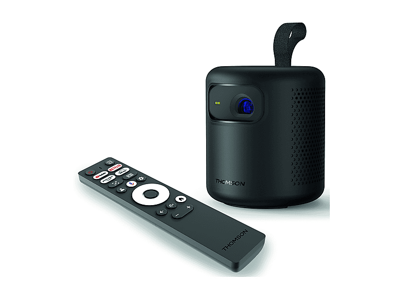 Thomson Pg35B, Videoproiettore Led, Google Assistant, Play Store, Adattatore di alimentazione multipresa;Cavo alimentazione;2 batterie AAA