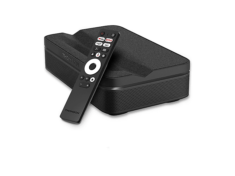 Thomson Pg55B, Videoproiettore Laser, Google Assistant, Play Store, Telecomando,  Adattatore Di Alimentazione Multipresa, Cavo Alimentazione, 2 Batter