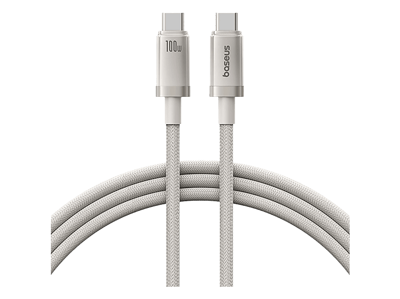Cable USB-C - Baseus TITANIUM ALLOY, Carga rápida, Tipo C a C, Alta resistencia, 100 cm, Universal, W, Dorado Galaxy