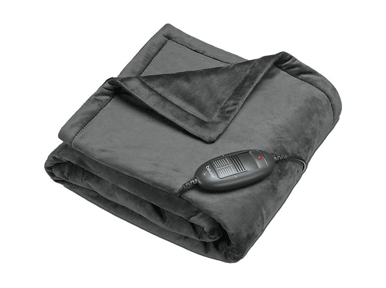 Manta eléctrica - Beurer HD1R Cosy, 100 W, 6 potencias, 150 x 130 cm, Tacto suave, Gris