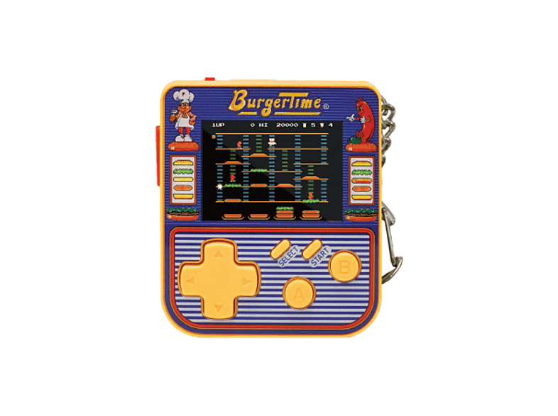 Consola retro portátil - Koch Media Super Micro Burgertime (Retro), Llavero con juego, Negro