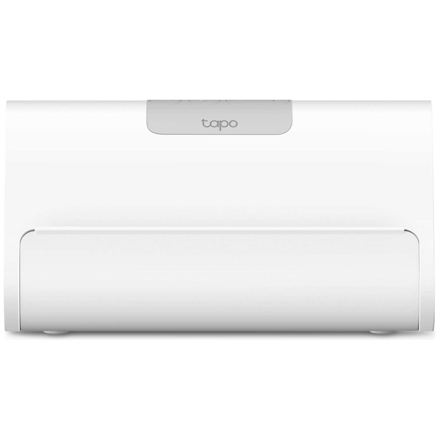 A white rectangular device with rounded edges. It has a gray accent with the "tapo" logo, suggesting it's a Tapo product.