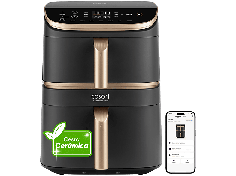 Cosori – Freidora de Aire Cosori Turbo Tower Pro Smart Chef Edition 10,8L con revestimiento 100% cerámico.
