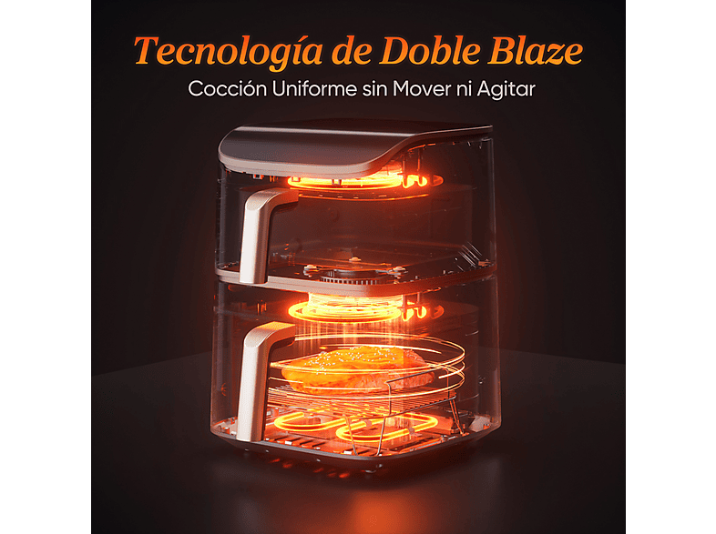 Freidora de aire - Cosori Turbo Tower Pro Smart™ Chef Edition, 2630 W, Doble Resistencia, 10.8 l, 2 cestas, Revestimiento cerámico, WiFi, Negro – imagen 2