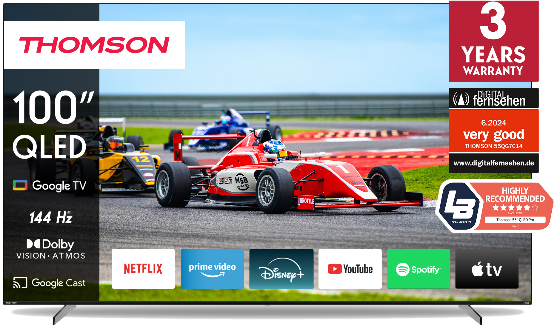 THOMSON 100QG7S14 Google TV, 4K, UHD, QLED Pro, 250 cm