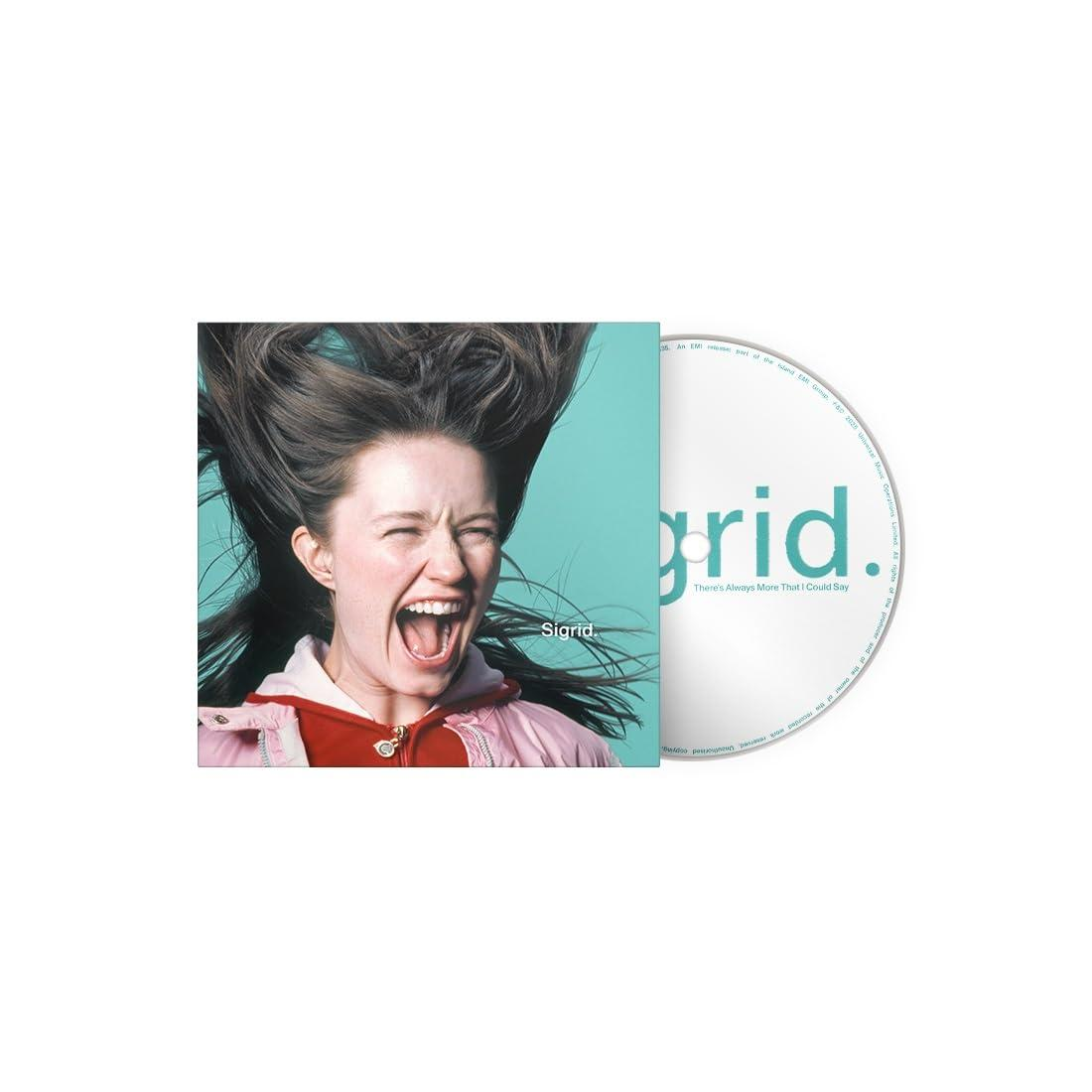 Das Albumcover zeigt Sigrid mit offenem Mund. Rechts ist eine CD. Der Hintergrund ist türkis.