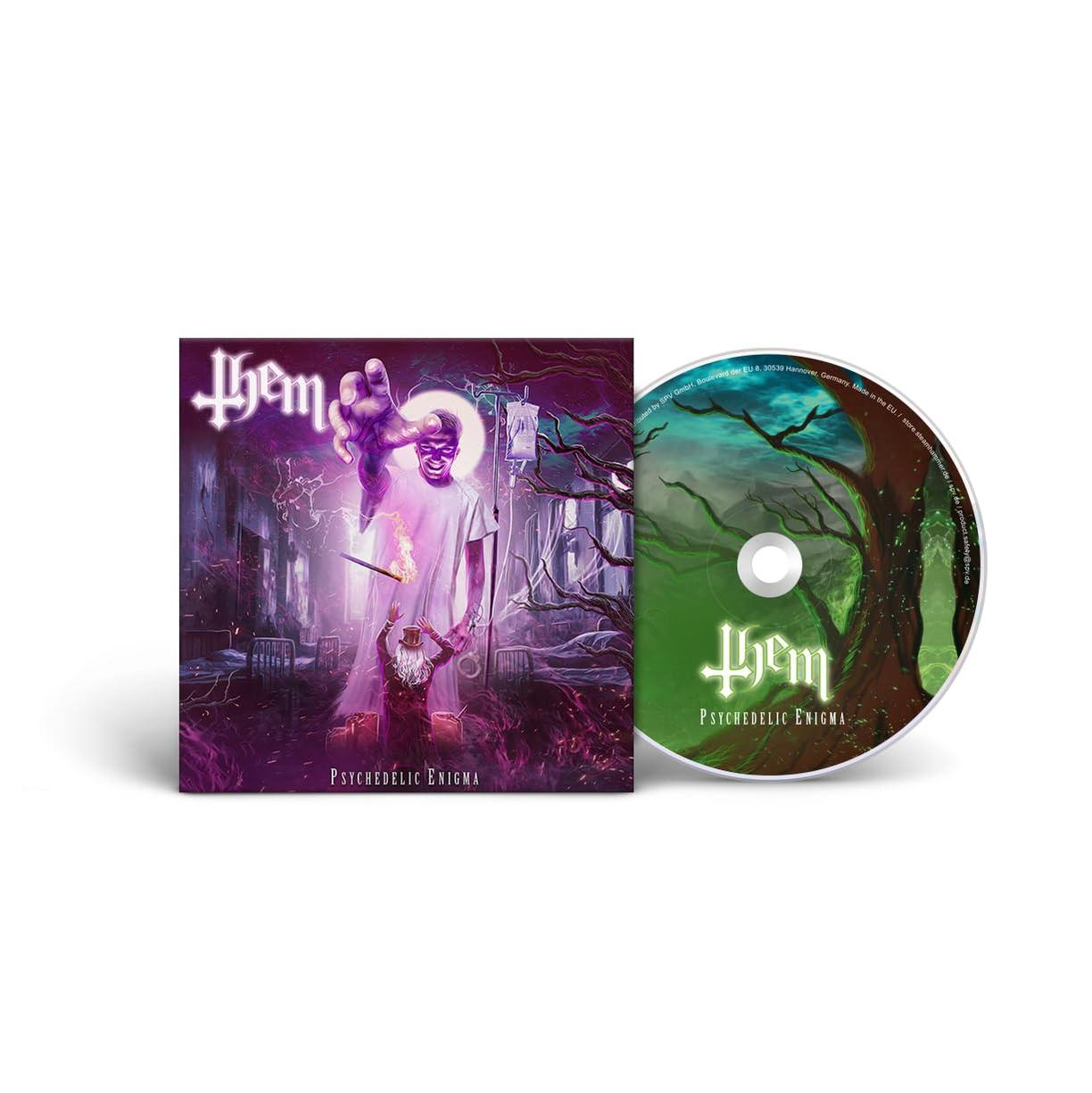 Albumcover mit einer surrealen Szene: eine Figur im Krankenhauskittel, eine Figur darunter und eine CD mit einem Baum.