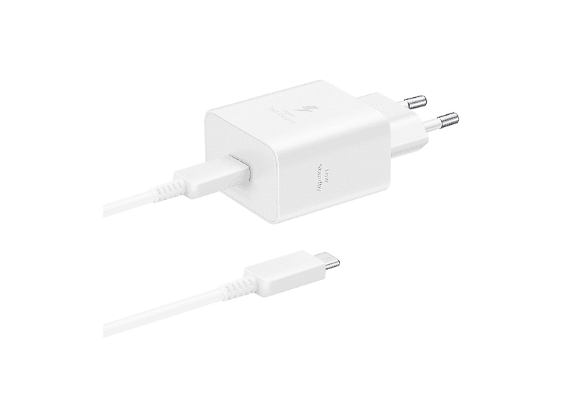 Caricabatteria Samsung 45W + cavo Usb-C/Usb-C da 45 W, Bianco