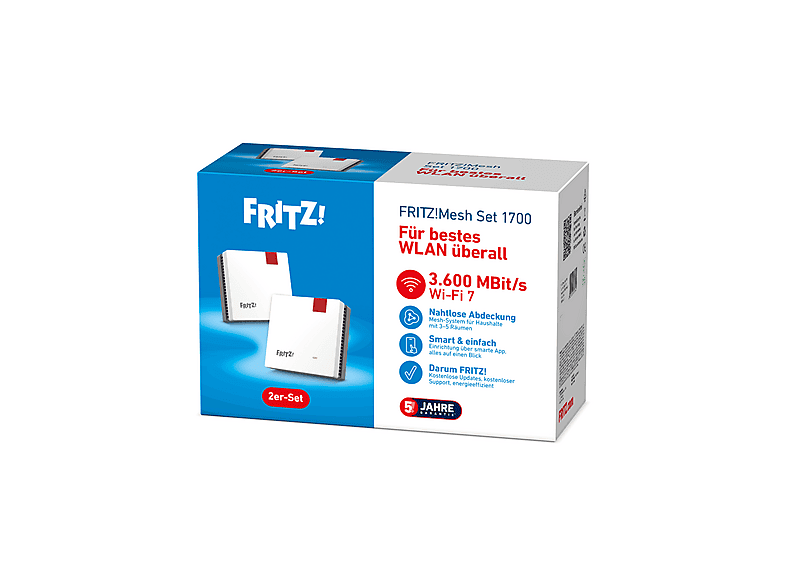 AVM FRITZ!Mesh Set 1700 WLAN Mesh-System, 2er-Set, Weiß/Rot — Foto 4 von 5