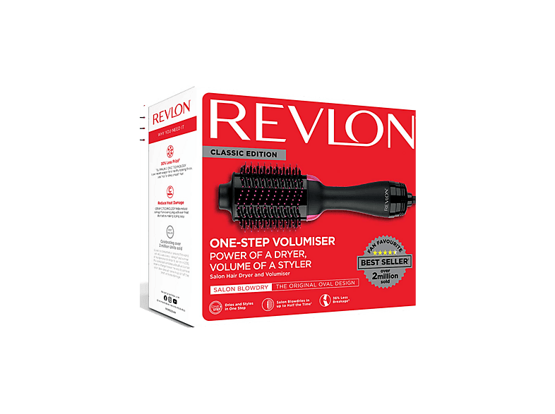 Cepillo eléctrico | Revlon Salon One-Step RVDR5222E, Secador y Moldeador, Iónico, 2 Velocidades, 3 Posiciones calor, Negro | MediaMarkt
