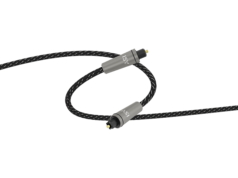 Cable audio - ISY IAU-1007, 1.5 m, Toslink a Toslink, Fibra óptica flexible, Negro