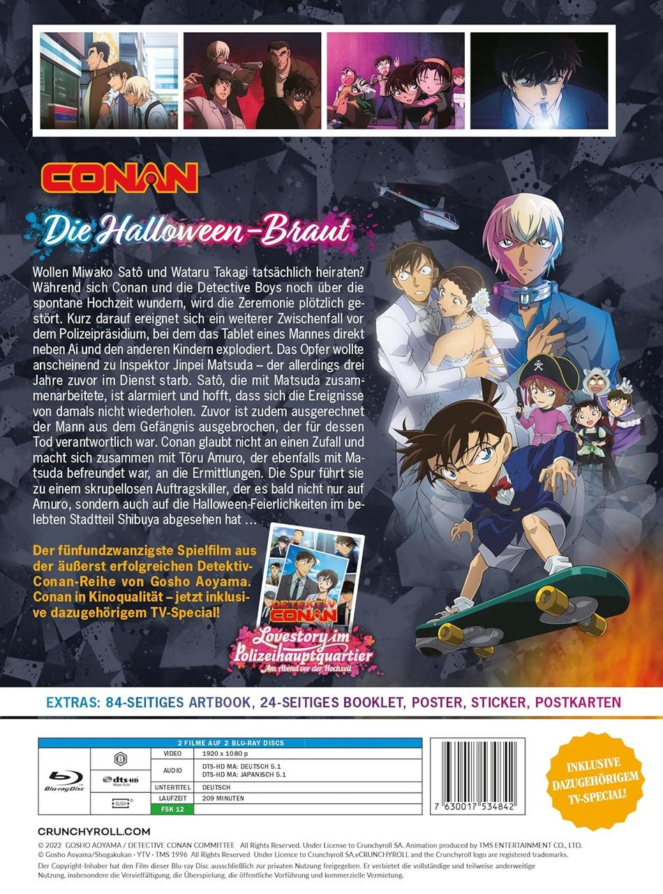 Conan-Filmcover. Charaktere im Vordergrund, mit Titel und Text. Enthält ein Blu-ray-Disc-Label und Extras.