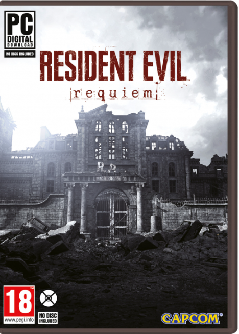 Das Cover von Resident Evil Requiem zeigt ein baufälliges Gebäude, den Titel des Spiels und einen Hinweis auf den PC-Digital-Download.