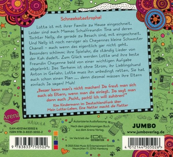 Buchcover mit deutschem Text, farbenfrohem Design und dem Titel 'Schneekatastrophe!'