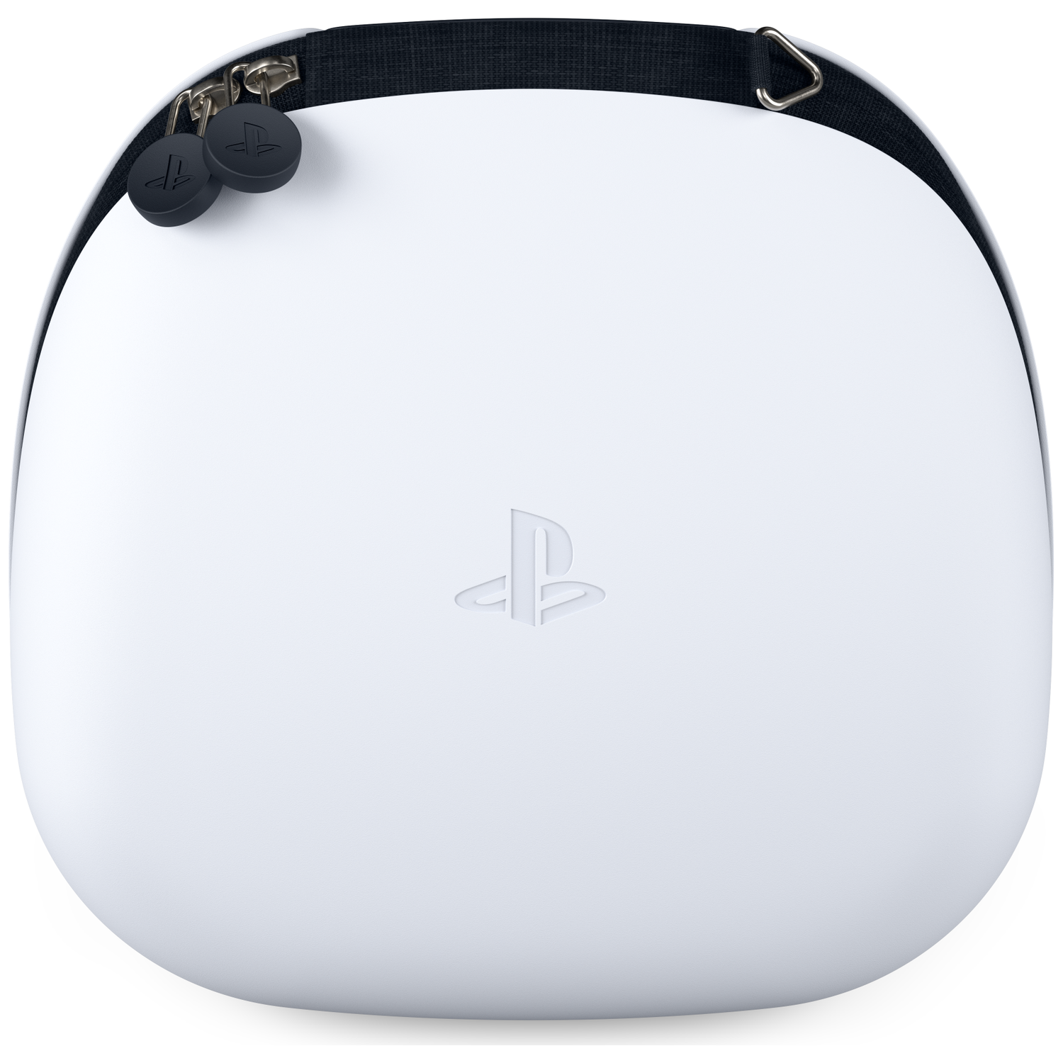 Witte PlayStation draagtas met zwarte rand. Voorzien van een rits, twee zwarte treklussen en een PlayStation-logo.