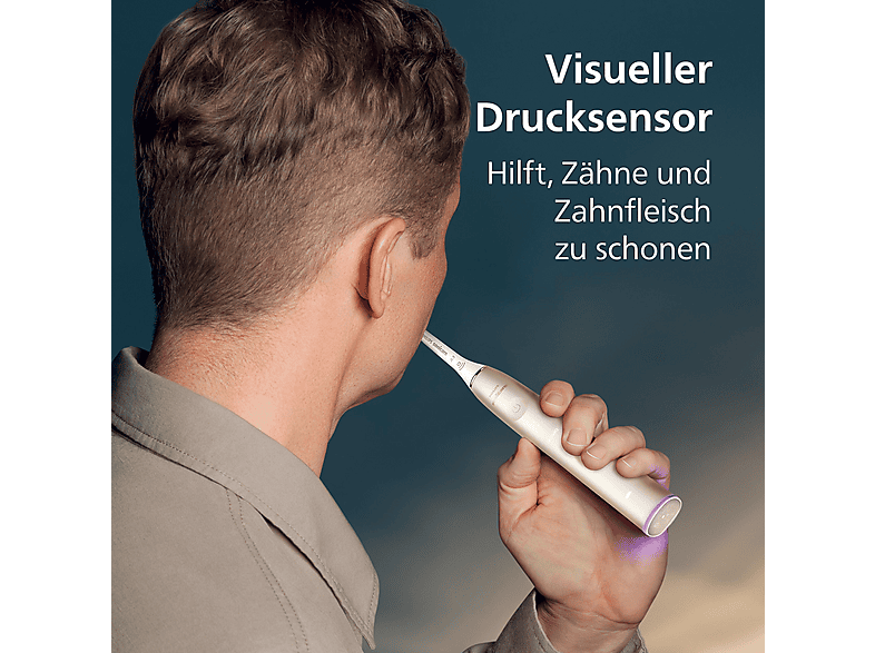 Thumbnail - PHILIPS Sonicare HX9992/11 DiamondClean Prestige 9900 mit SenseIQ Elektrische Zahnbürste Champagner, Reinigungstechnolog...