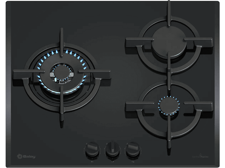 Balay – Placa de gas Balay, Wok, GasStop, Cristal templado, Negro – 3ETG663RN.