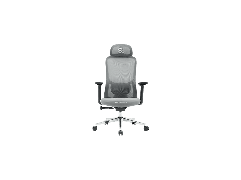 Silla gaming - Newskill Nue, Reposabrazos 3D (ajustable en altura, anchura y profundidad), Carga máx. 150 kg, Malla Transpirable Premium, Gris