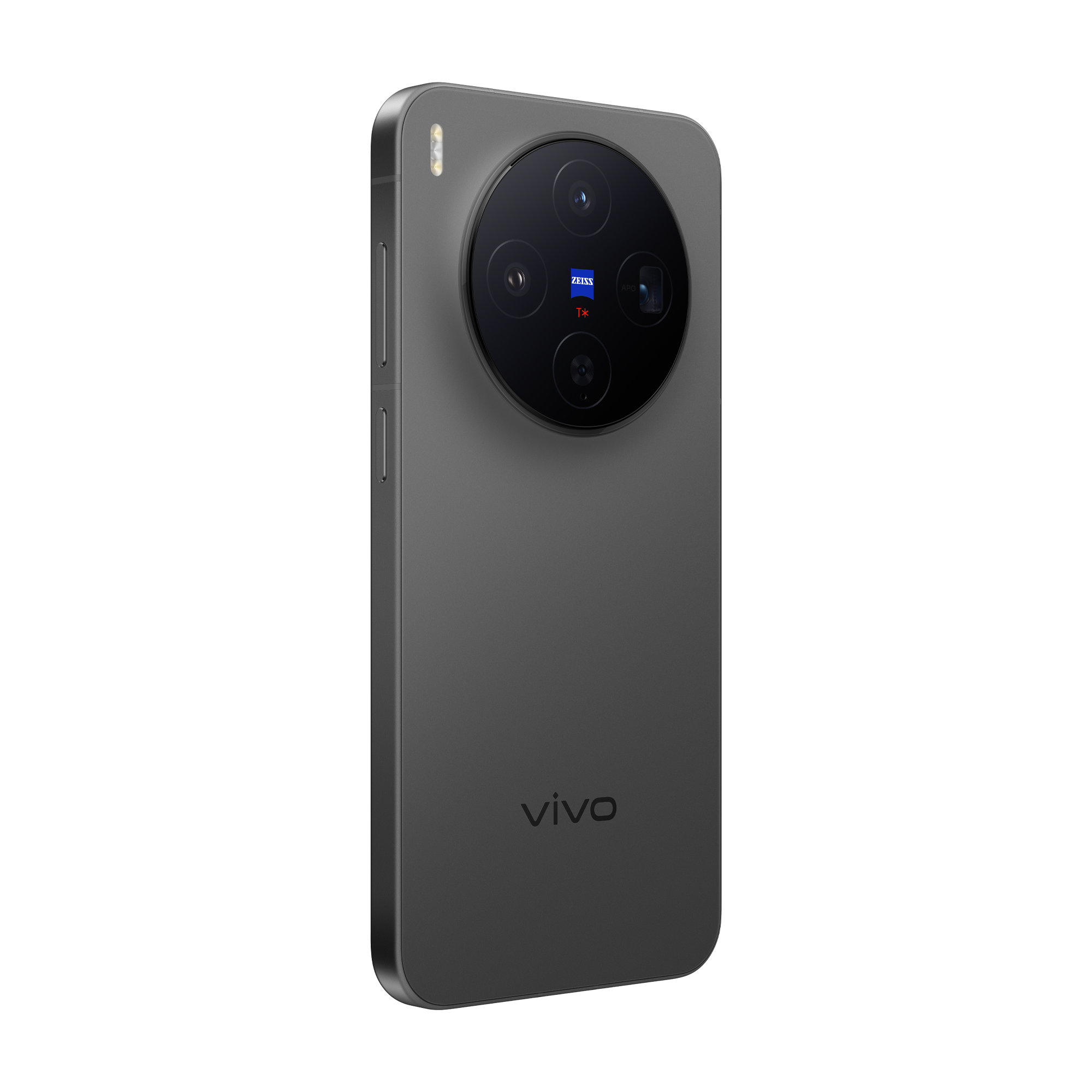 Un smartphone gris. Tiene un gran módulo de cámara en la parte trasera con la marca ZEISS.