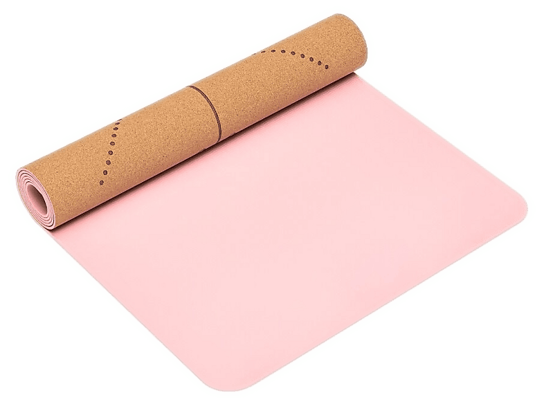 Mata fitness korkowa do ćwiczeń i jogi SPOKEY Savasana Różowy