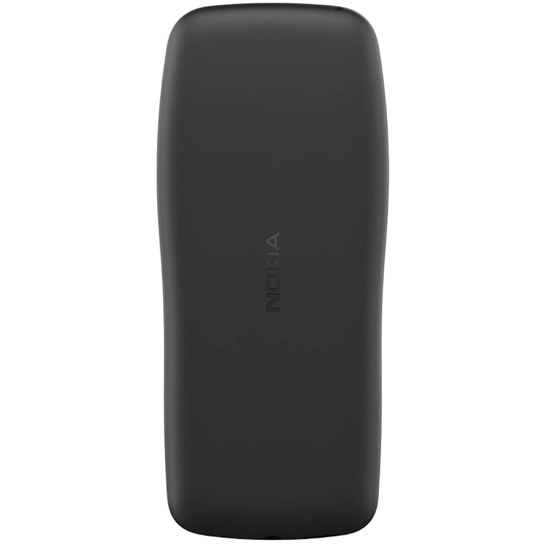 Siyah bir Nokia telefonu gösteriliyor. Telefonun yuvarlak kenarları var ve Nokia logosu dikey olarak basılmıştır.