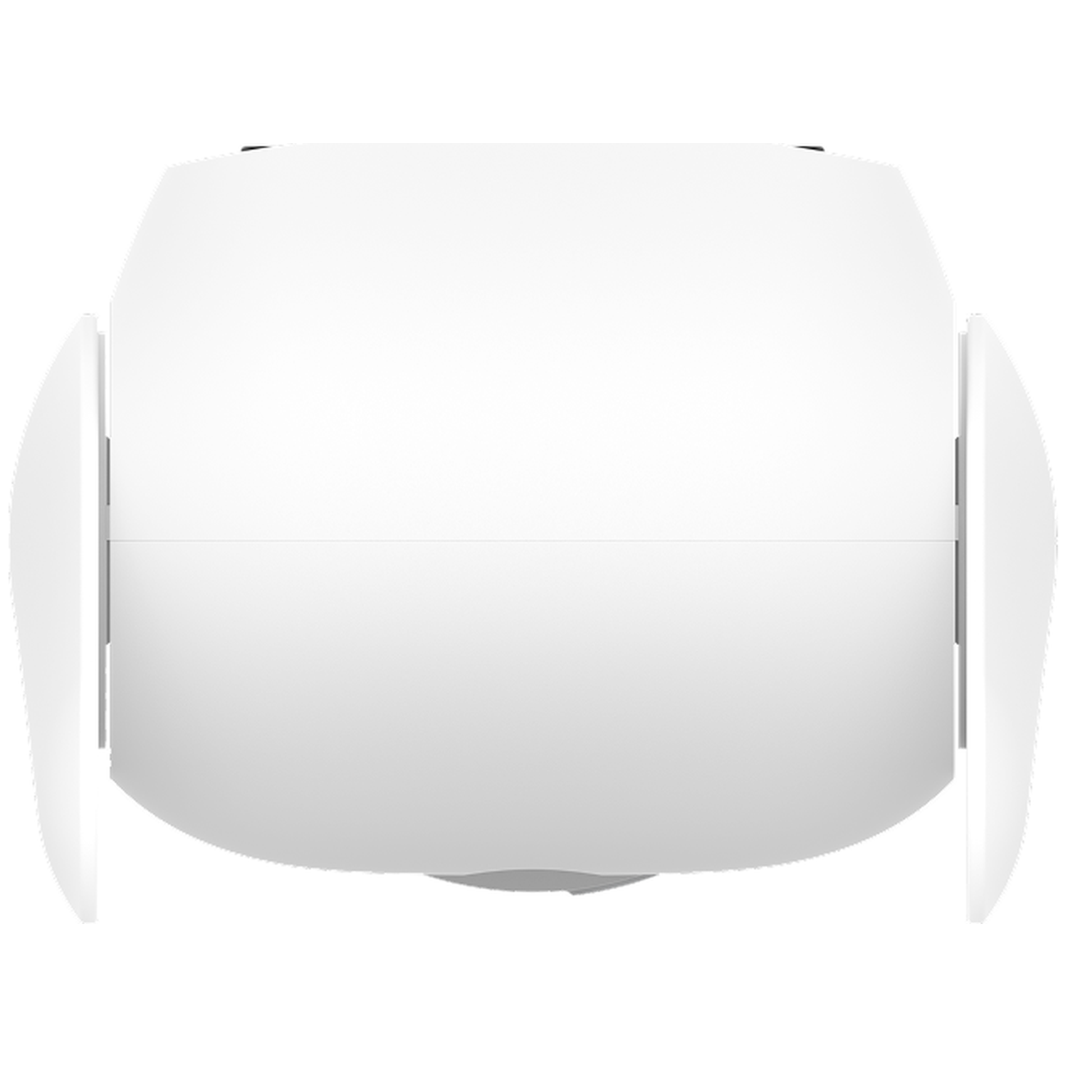 Top view of a white device with curved edges and two side panels extending outwards. The device is on a white background.