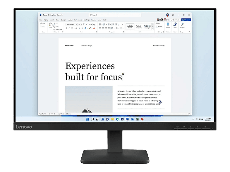 LENOVO L24-4e 24 Full-HD Monitor (4 ms Reaktionszeit, 100 Hz)