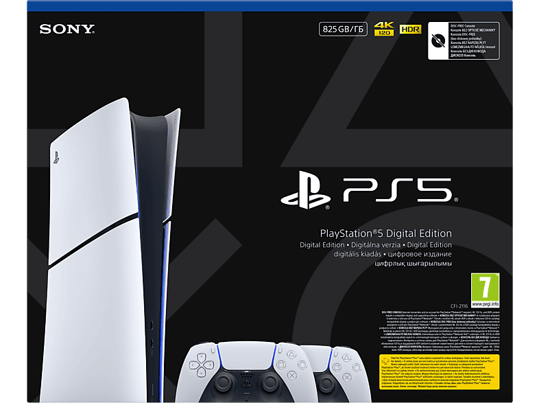 Konsola SONY PLAYSTATION 5 Slim Digital Edition 825GB E Chassis (CFI-2100) + Dodatkowy kontroler Dualsense Biało-czarny