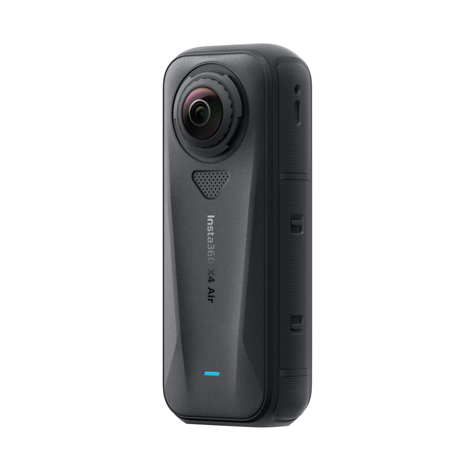 Eine schwarze Insta360 X4 Air Kamera mit Linse auf der Vorderseite und dem Aufdruck Insta360 X4 Air.