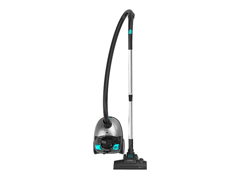 Aspirador con bolsa - Cecotec Conga Powerbag 2000 Compact Plus, 800W, 2L, Kit accesorios, 16 kPa, Bolsa desechable, Ruedas, Asa, Negro