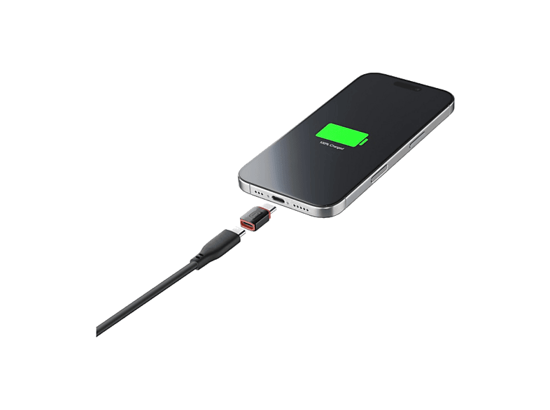 USB Data Blocker - CellularLine ADAPTDATABLOCKC2CK, C a C, Carga segura en tu móvil, Negro