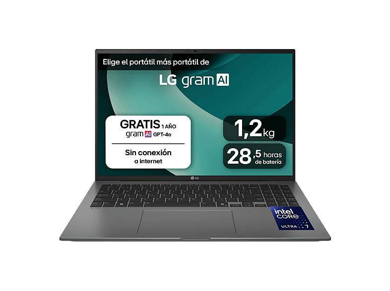 Portátil - LG 16Z90TL-G.AU88B, 16" WQXGA, Intel® Evo™ Edition Core™ Ultra i7-258V, 32 GB RAM, 1 TB SSD, Arc™ GPU, W11H, Negro