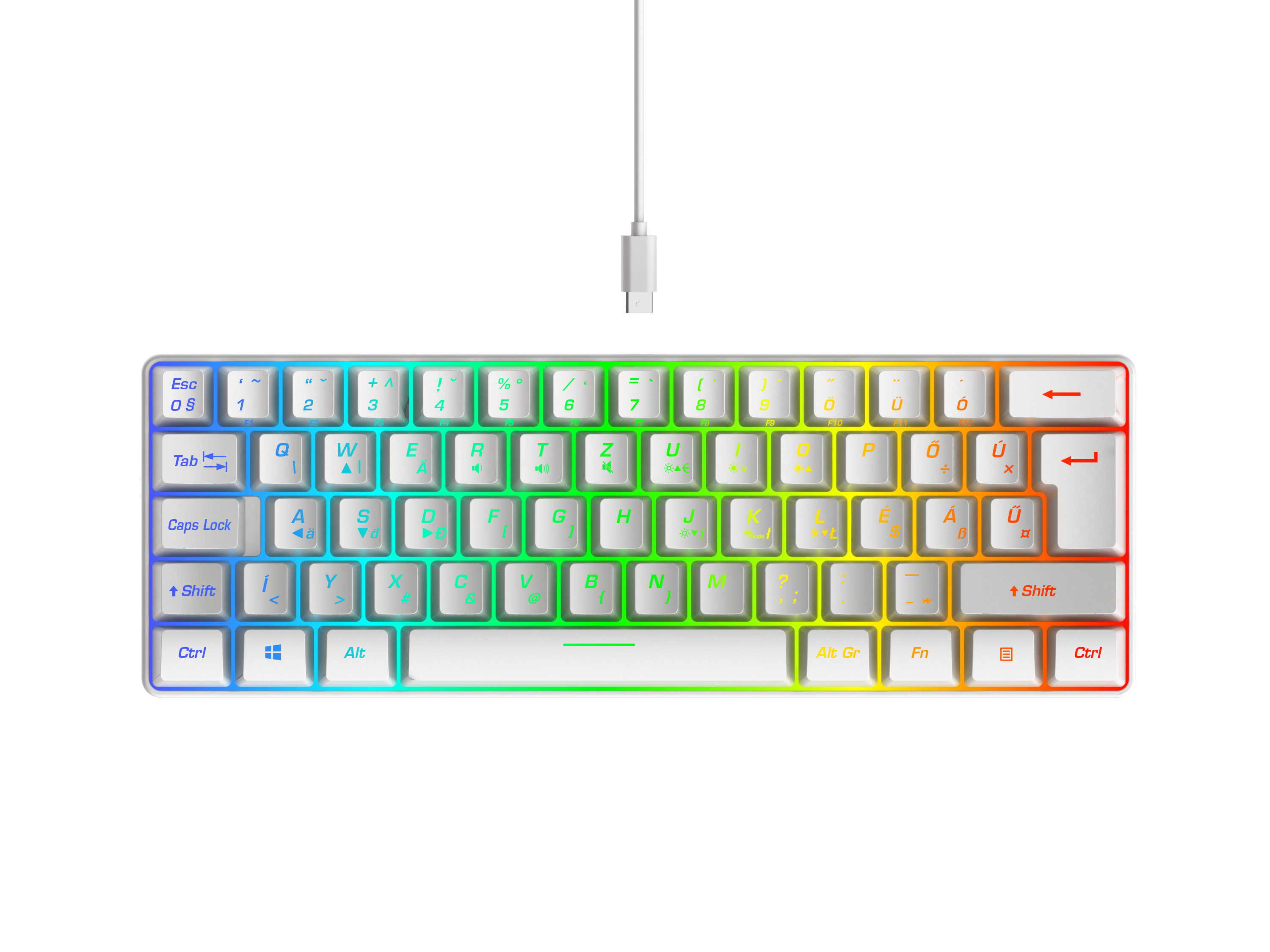 ISY Vezetékes Mini TKL billentyűzet, LED világítás, Magyar kiosztás, fehér (IGK-3600-WT-HU)