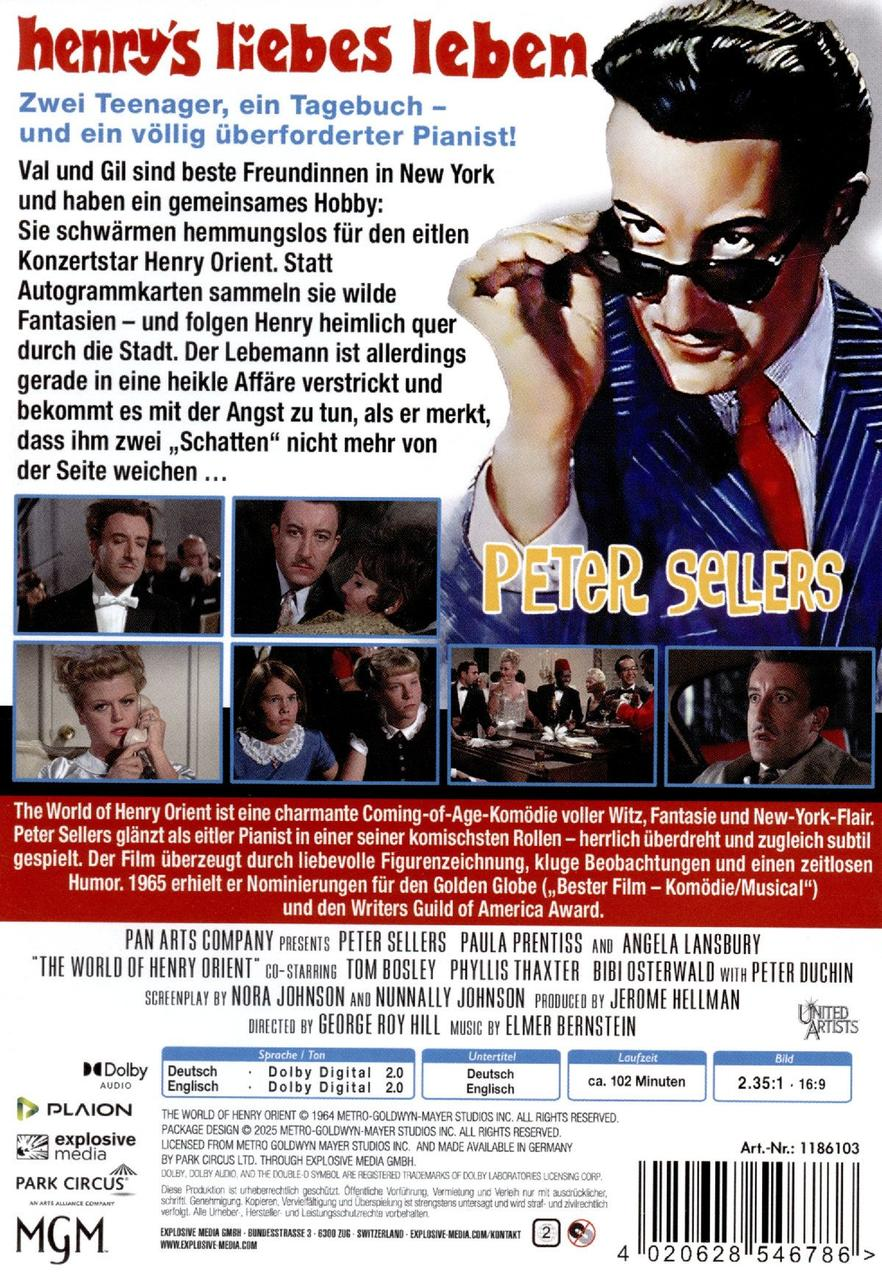 Filmplakat mit Peter Sellers. Text auf Deutsch; ein Mann im Anzug mit Brille ist auf dem Cover abgebildet.