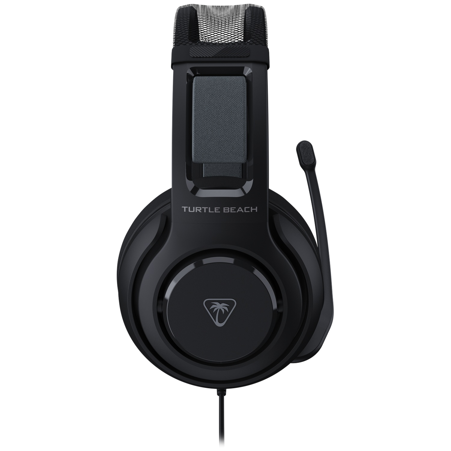 Black Turtle Beach gaming headset. Includes a microphone and a cable. The logo is visible on the ear cup.