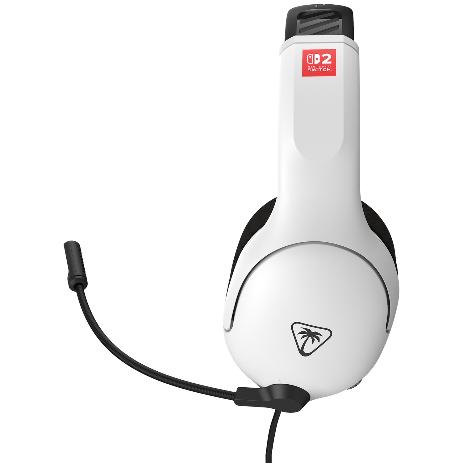 White gaming headset with black accents and a microphone. Features Nintendo Switch logo.