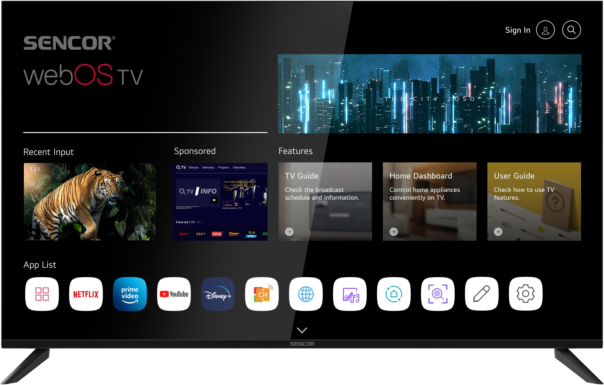 SENCOR SLE 50US804B WebOS SMART, UHD TV, fekete, 126 cm