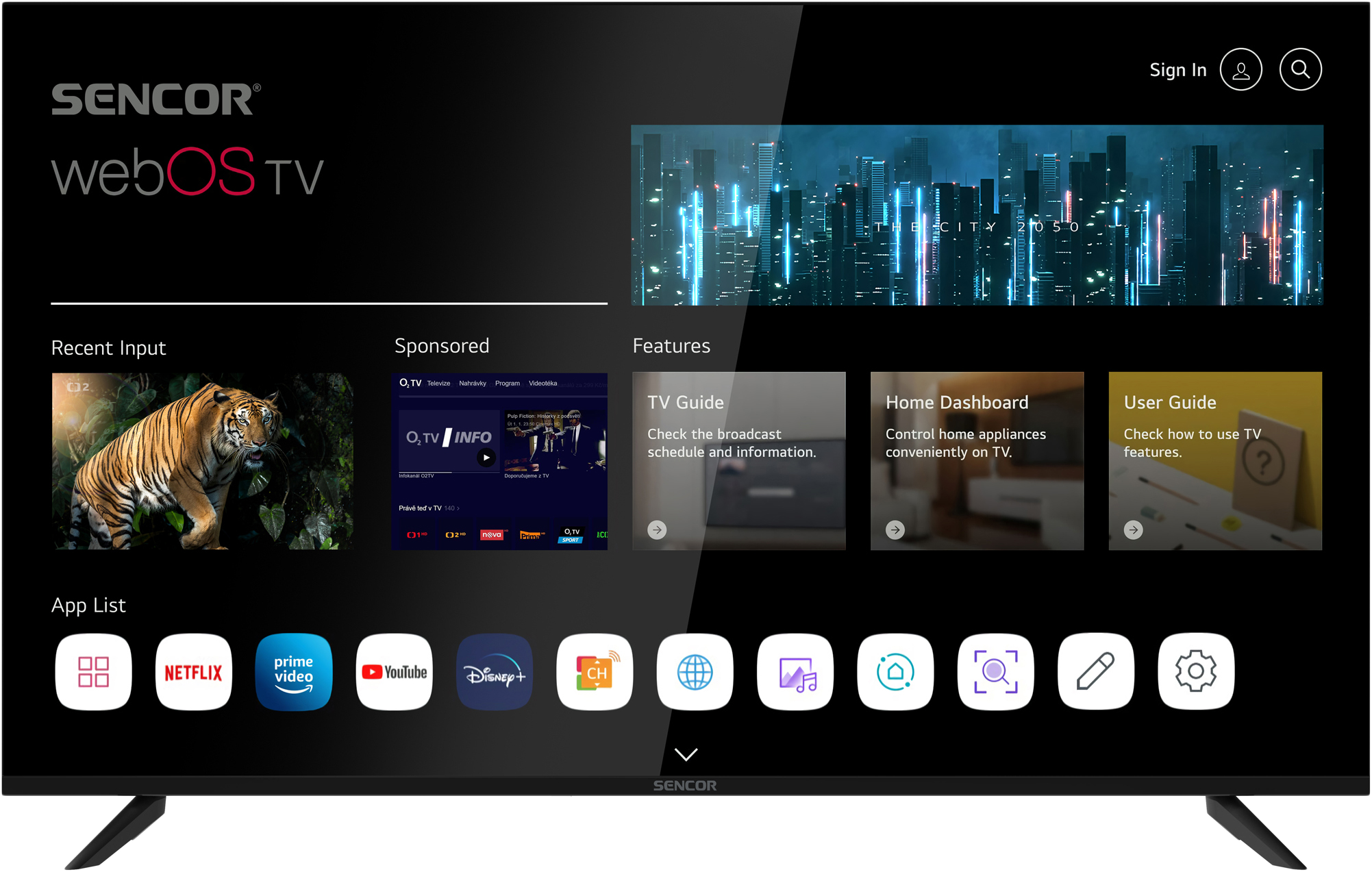 SENCOR SLE 55US804B WebOS SMART, UHD TV, fekete, 139 cm
