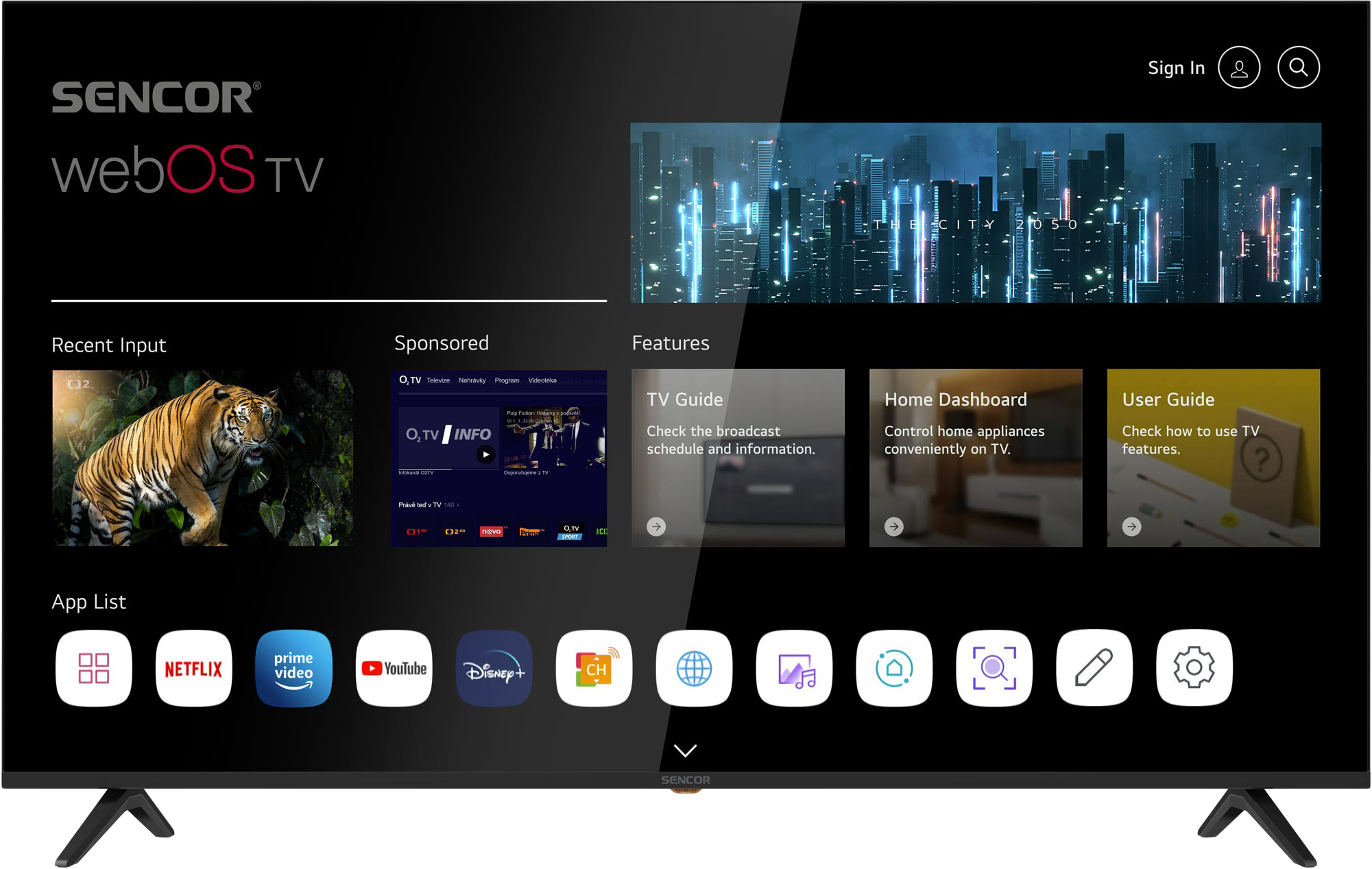 SENCOR SLE 65US804B WebOS SMART, UHD TV, fekete, 164 cm