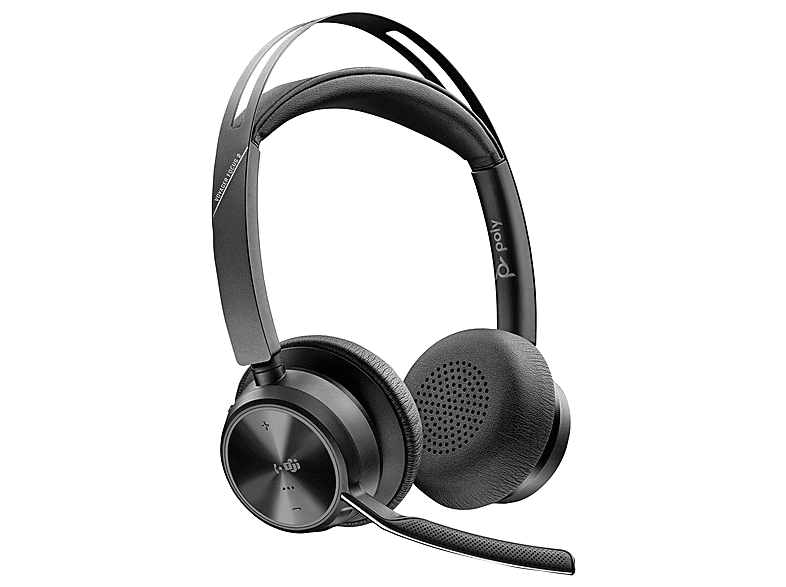 Thumbnail - POLY Voyager Focus 2 USB-C Headset für Microsoft Teams inkl. USB-C/A-Adapter & Ladestation, PC, Smartphones, Schwarz