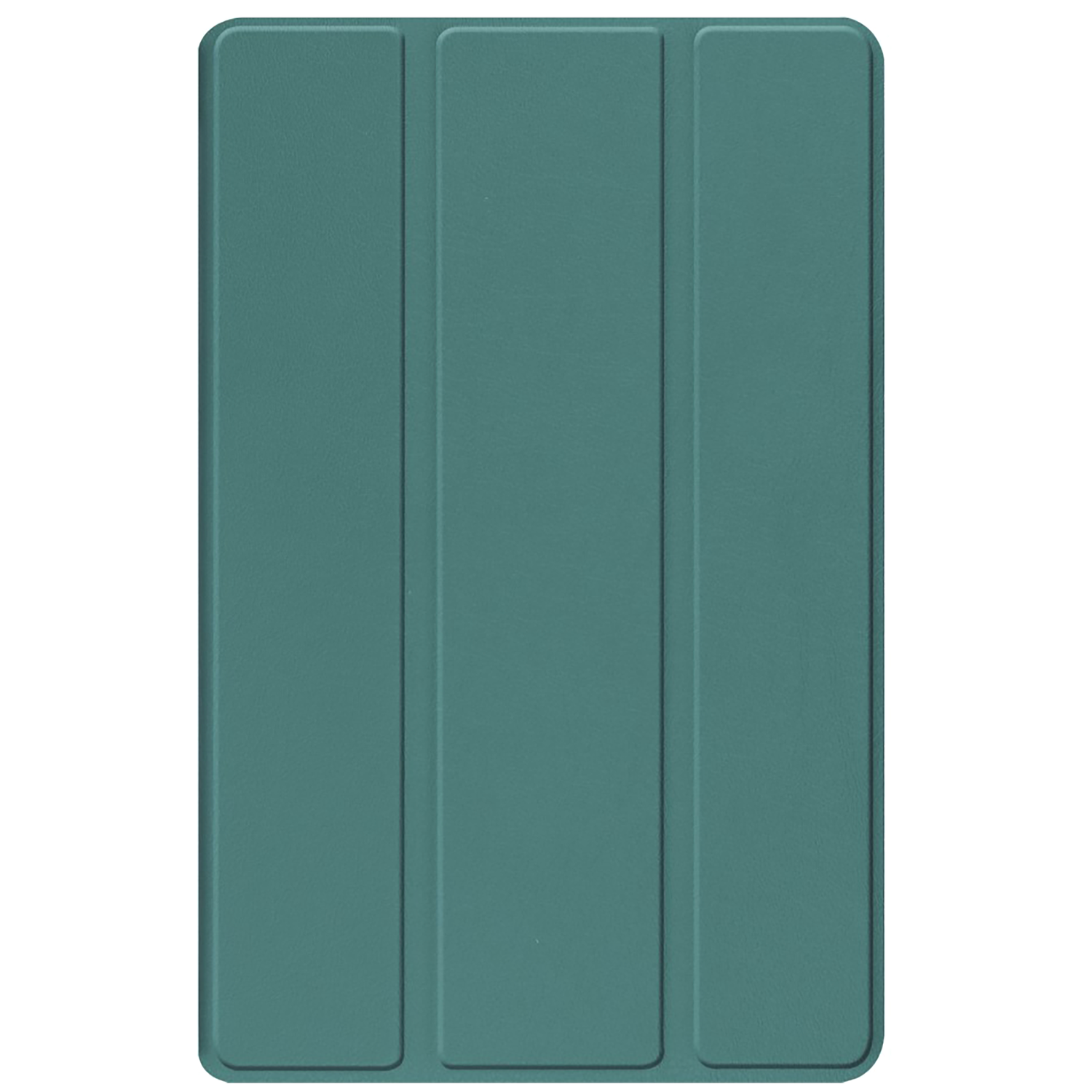 A teal tablet case, folded. The case is rectangular with three vertical panels and a textured surface, set against a white background.