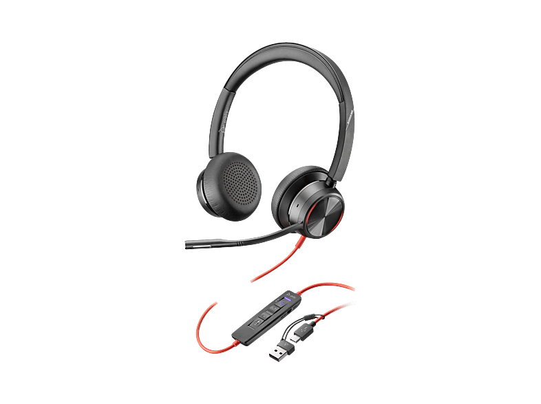 POLY Blackwire 8225 USB-C Stereo-Headset für Microsoft Teams, inkl. USB-C/A-Adapter, PC, Schwarz Kunstleder (Ohrpolster) Image