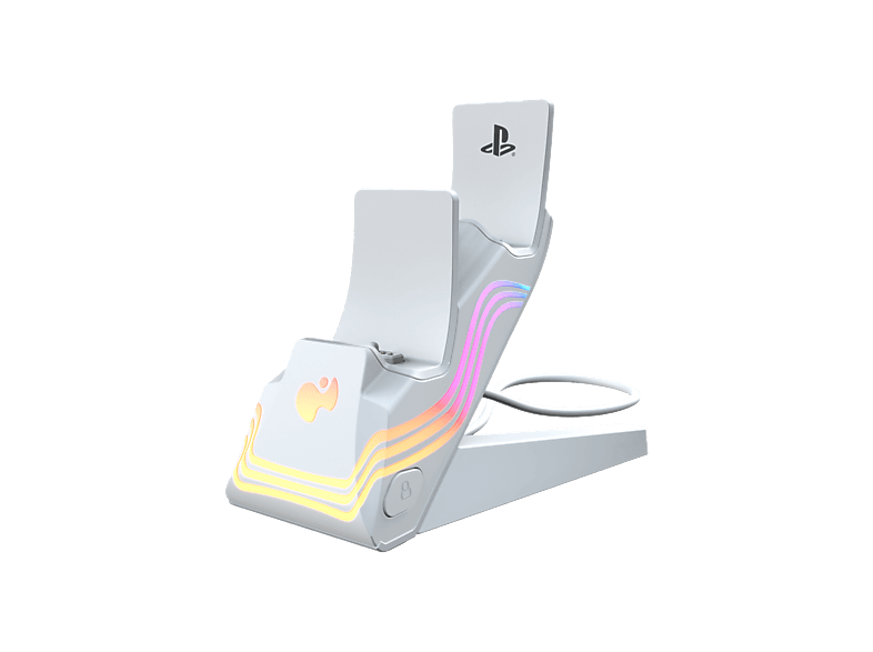 Cargador mando PS5 - Turtle Beach AfterGlow Wave, Dual, Efectos RGB, Blanco