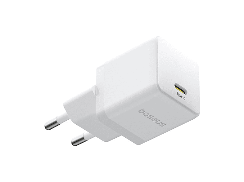 Cargador de pared - Baseus PALM, 20W, Tipo C, Carga ultrarrápida, Control temperatura, Universal, Blanco Moon