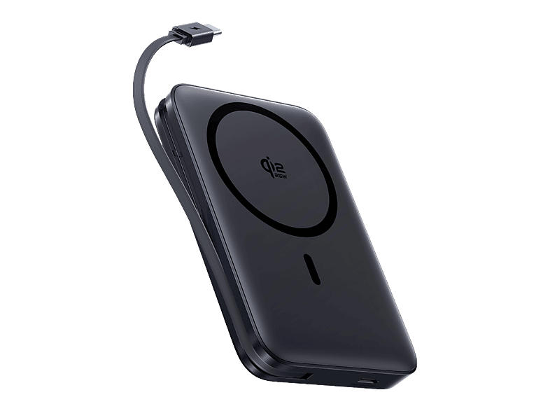 Powerbank - Baseus PicoGo AM61, magnética Qi2.2, 10000mAh, 45W, Con cable retráctil Tipo-C, Negro Cosmic