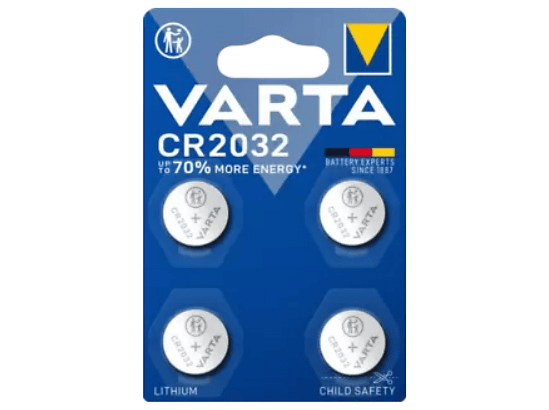Varta Lithium Coin CR2032, 4er Pack; Knopfzelle