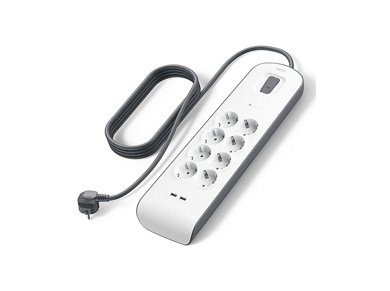 Multipresa Filtrata BELKIN Protezione dalle sovratensioni con 8 prese, cavo da 2 metri e porte USB-A