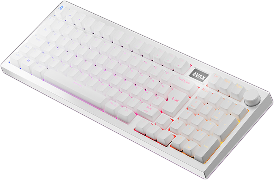 AVAX GM03 PRO 98% vezeték nélküli billentyűzet, Gateron sárga, 2,4GHz+BT, Magyar, fehér (GM03Y_PRO_White)