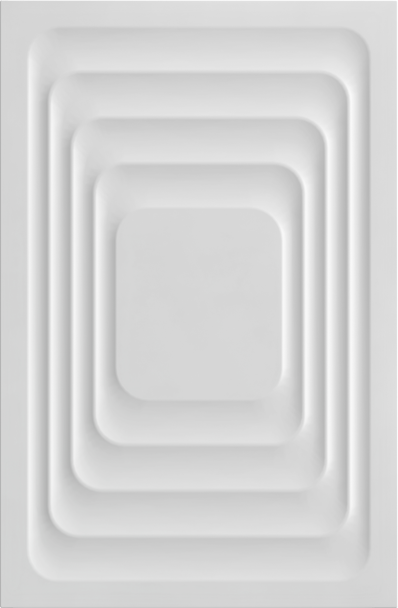 Weißes quadratisches Muster mit abgerundeten Ecken, ineinander verschachtelt. Die zentrale Form ist ein abgerundetes Quadrat.
