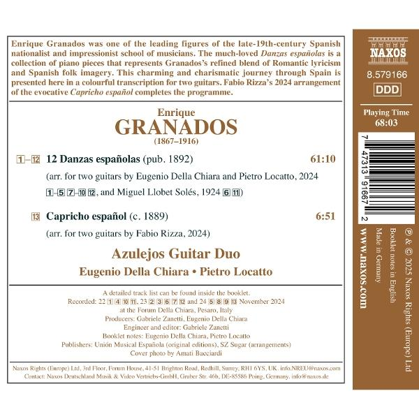 CD-Cover. Titel 'Granados'. Listet Tracks von Danzas españolas und Capricho español und weitere Details.